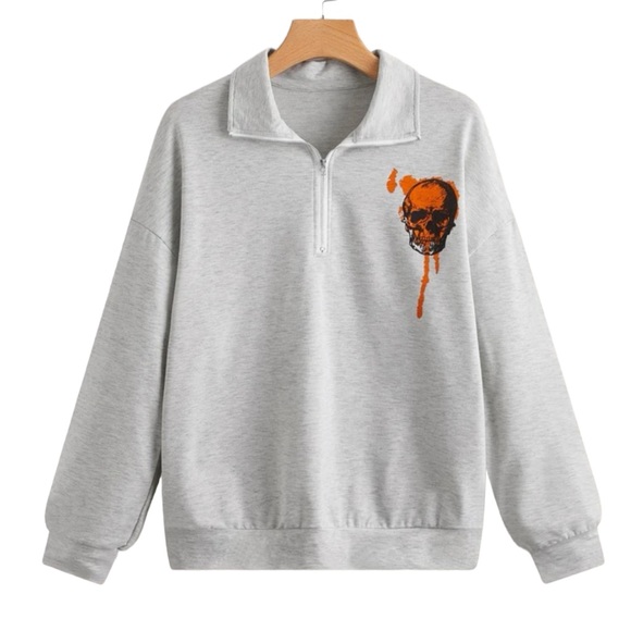 Antisocial mental health graphic quarter zip raglan pullover sweatshirt small - Picture 2 of 10